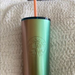 Starbucks Orange and Green Ombré Tumbler